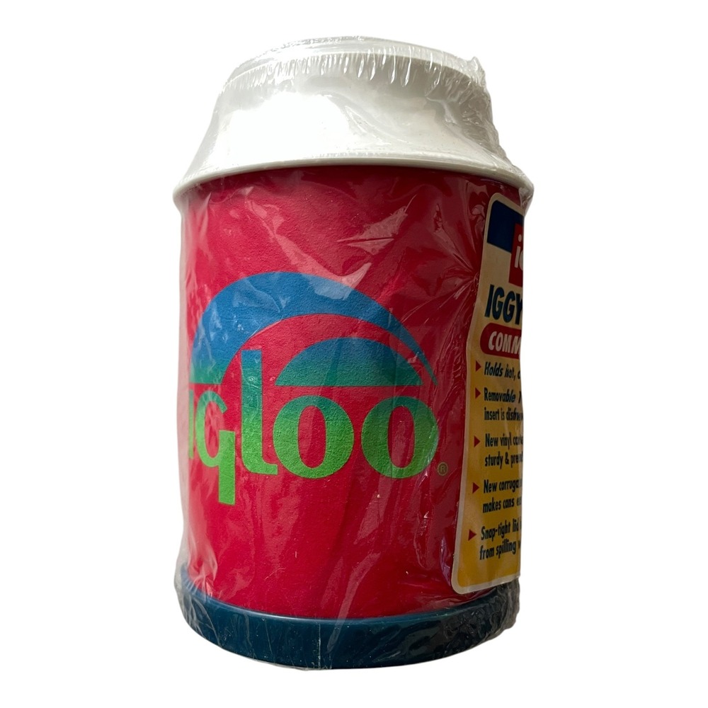 Vintage Igloo Iggy 5-in-1 Commuter Cup Can Bottle Cooler Red Blue White NIP USA